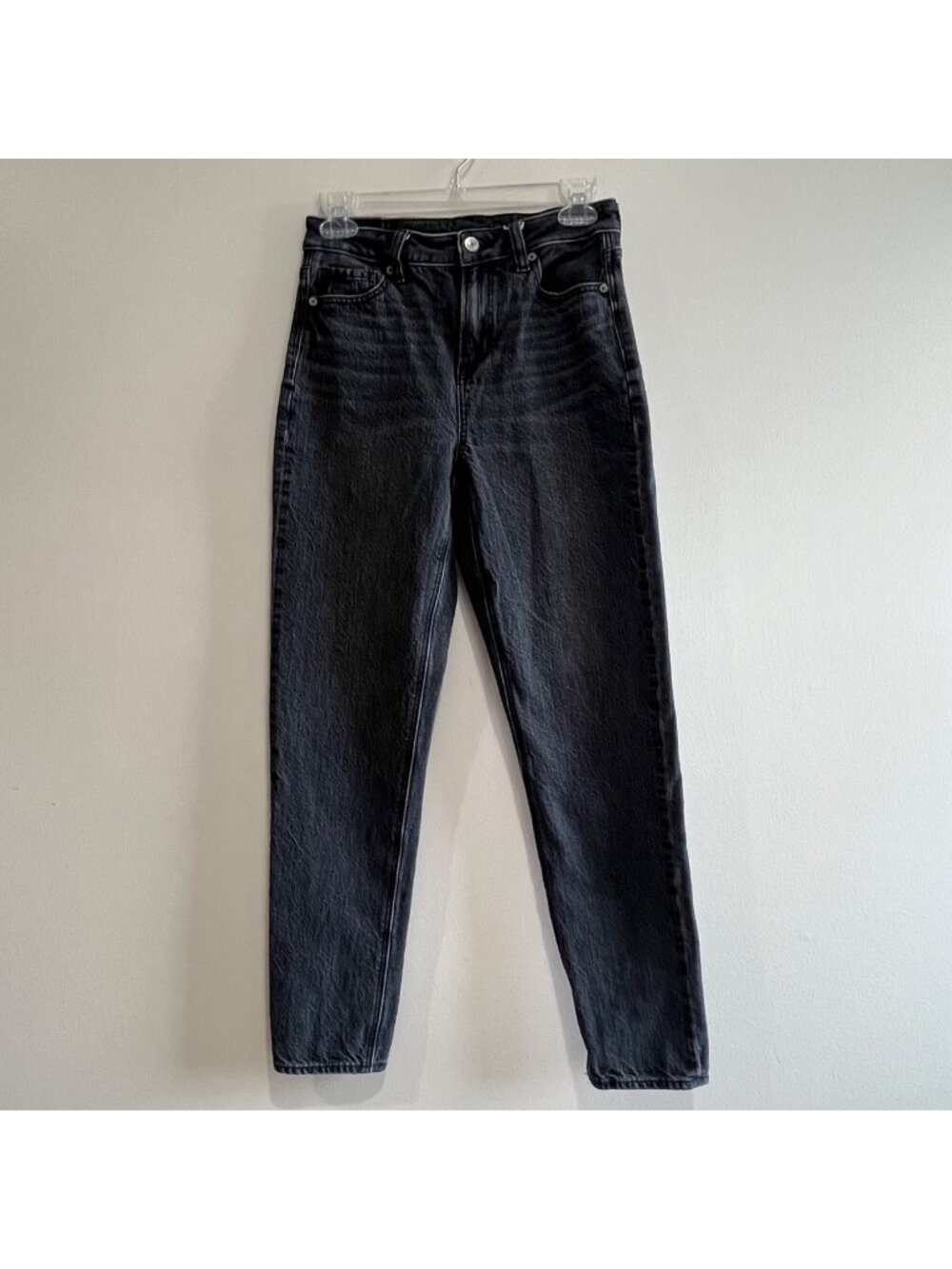 American Eagle Mom Jean Womens 0 Black Denim High Rise Stretch